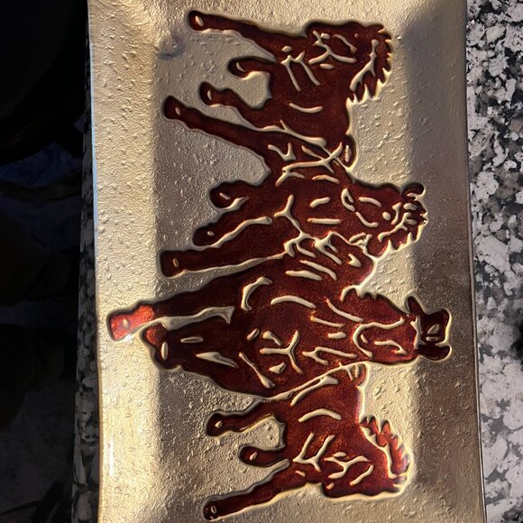 Vintage Cracker Barrel Gold Silver and Amber Serving Plate - Picture 3 of 3